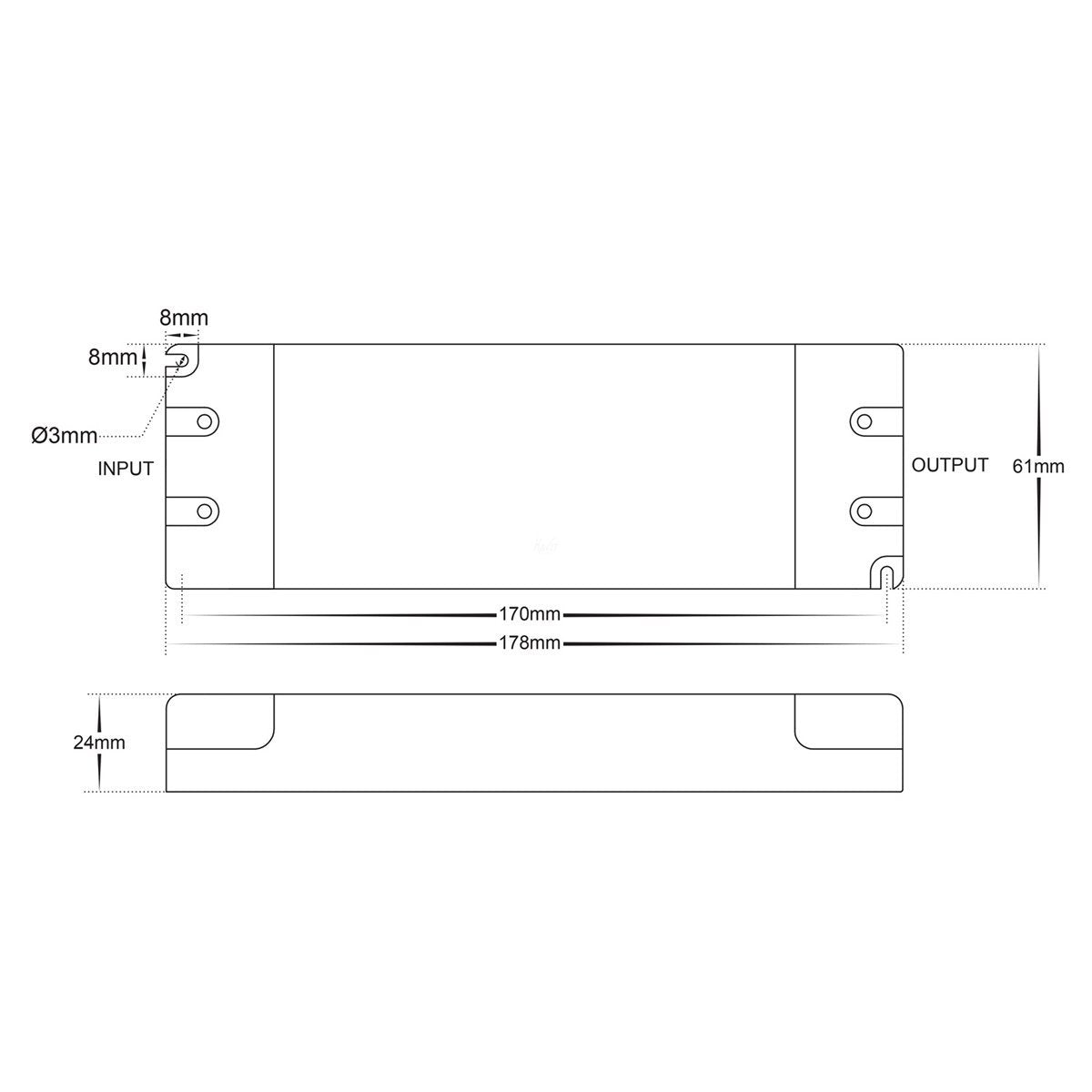 HV9660-12V60W Dimensions