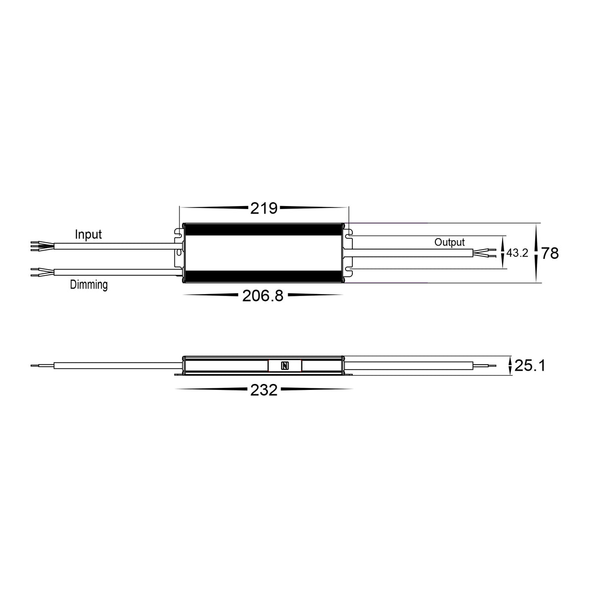 HV96631-12V100W | HV96631-24V100W- 100W Dali 2 + Push Dim Dimmable LED Driver
