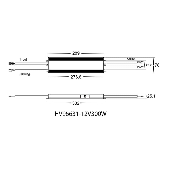 HV96631-12V300W | HV96631-24V300W - 300W Dali 2 + Push Dim Dimmable LED Driver