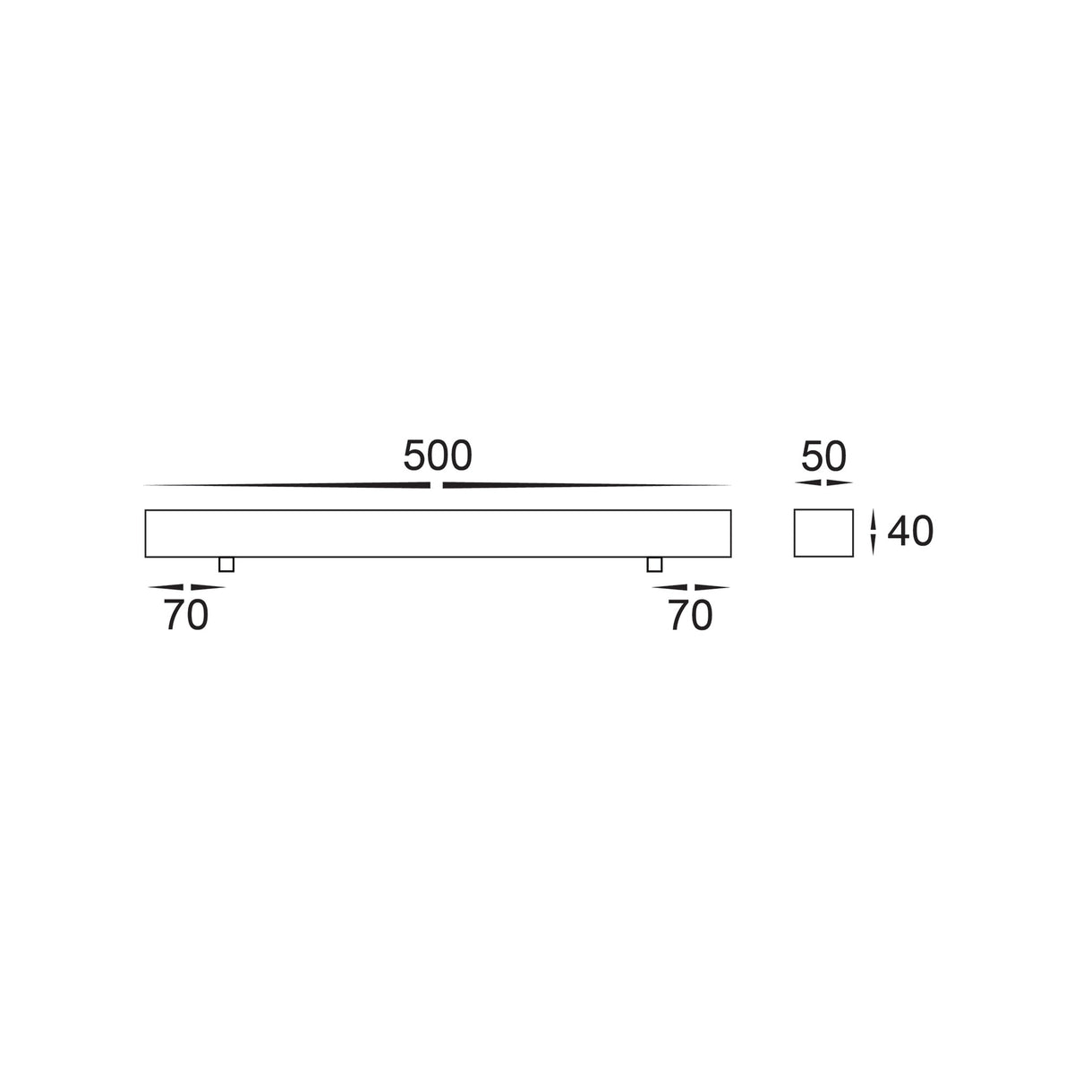 HV9705-5050-SCH - 500mm Rectangle Surface Mounted Silver Pendant Canopy