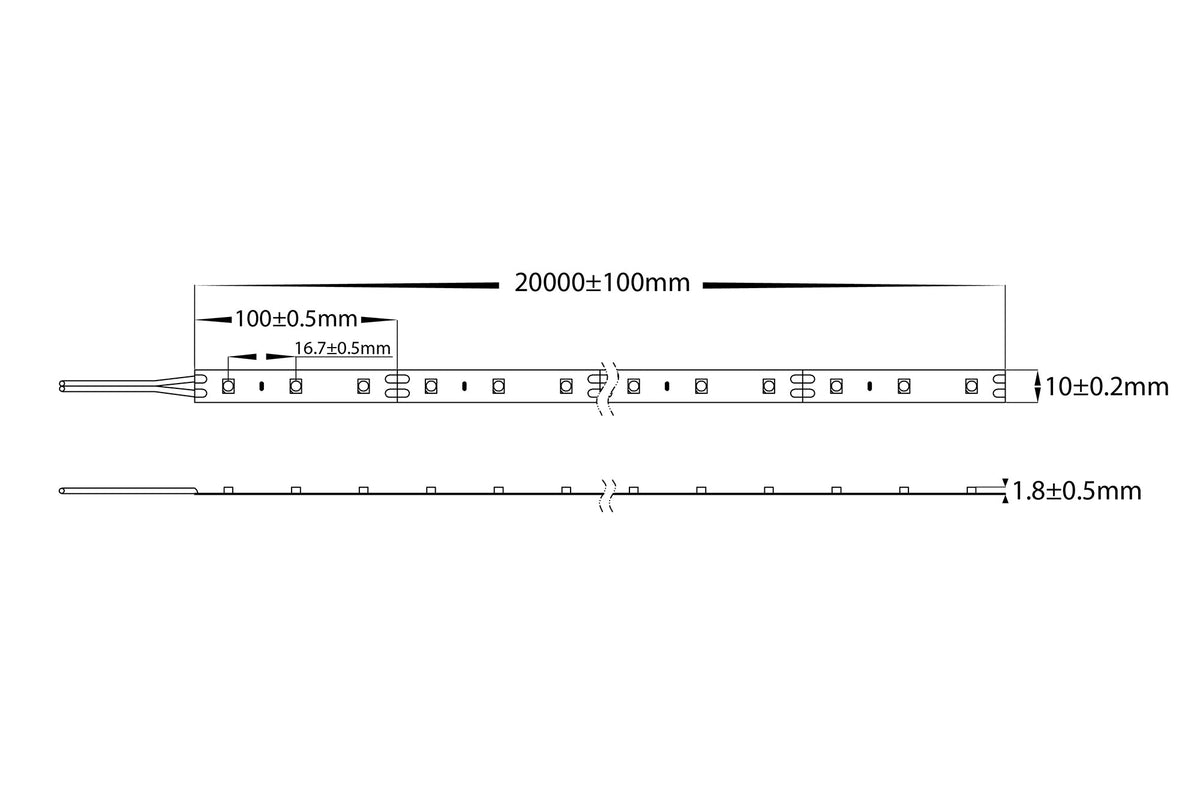 HV9741-IP20-60-5K - 4.8w 24v DC IP20 Long Run LED Strip 5500k