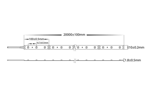 HV9741-IP20-60-3K - 4.8w 24v DC IP20 Long Run LED Strip 3000k