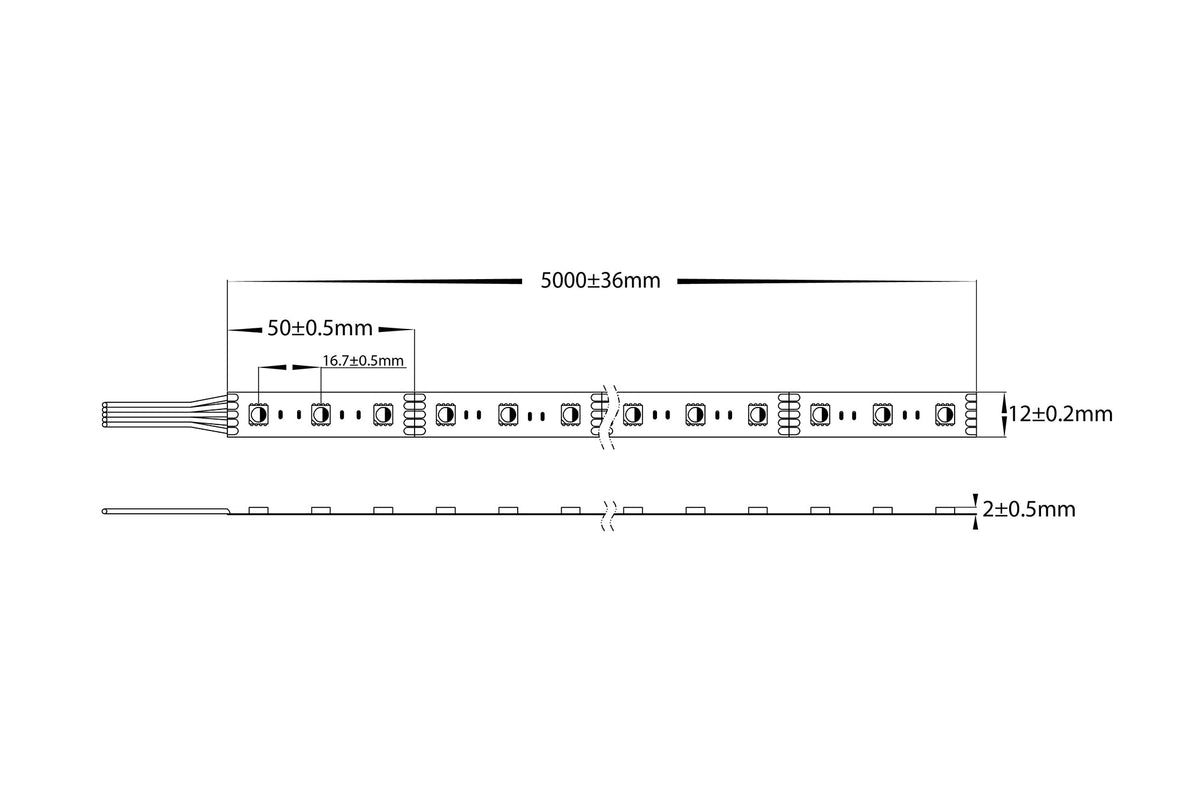 HV9751-IP20-60-RGBC - 14.4w IP20 RGB + 5500k LED Strip (RGBC)