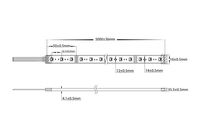 HV9751-IP67-60-RGBW - 14.4w IP67 RGB + 3000k LED Strip (RGBW)