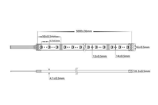 HV9751-IP67-60-RGBC - 14.4w IP67 RGB + 5500k LED Strip (RGBC)