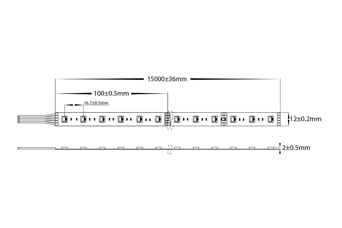 HV9753-IP20-60-RGBW - 11w RGBW Long Run LED Strip Lighting - IP20 / Per Metre