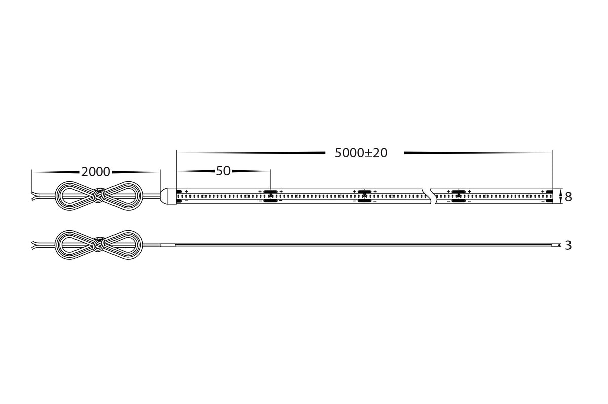 HV9760-IP54-320-3K  - 4.8w IP54 24v DC 3000K COB Dotless LED Strip