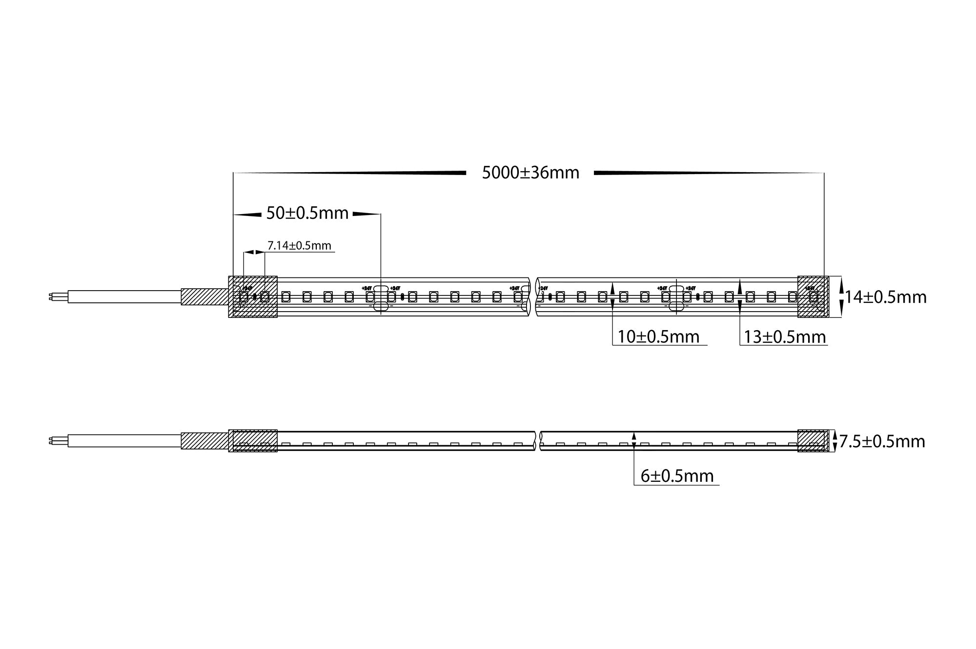 HV9792-IP67-140-3K - 14.4w IP67 24v DC HaviFlex Side Bend Flexible Neon LED Strip 3000k