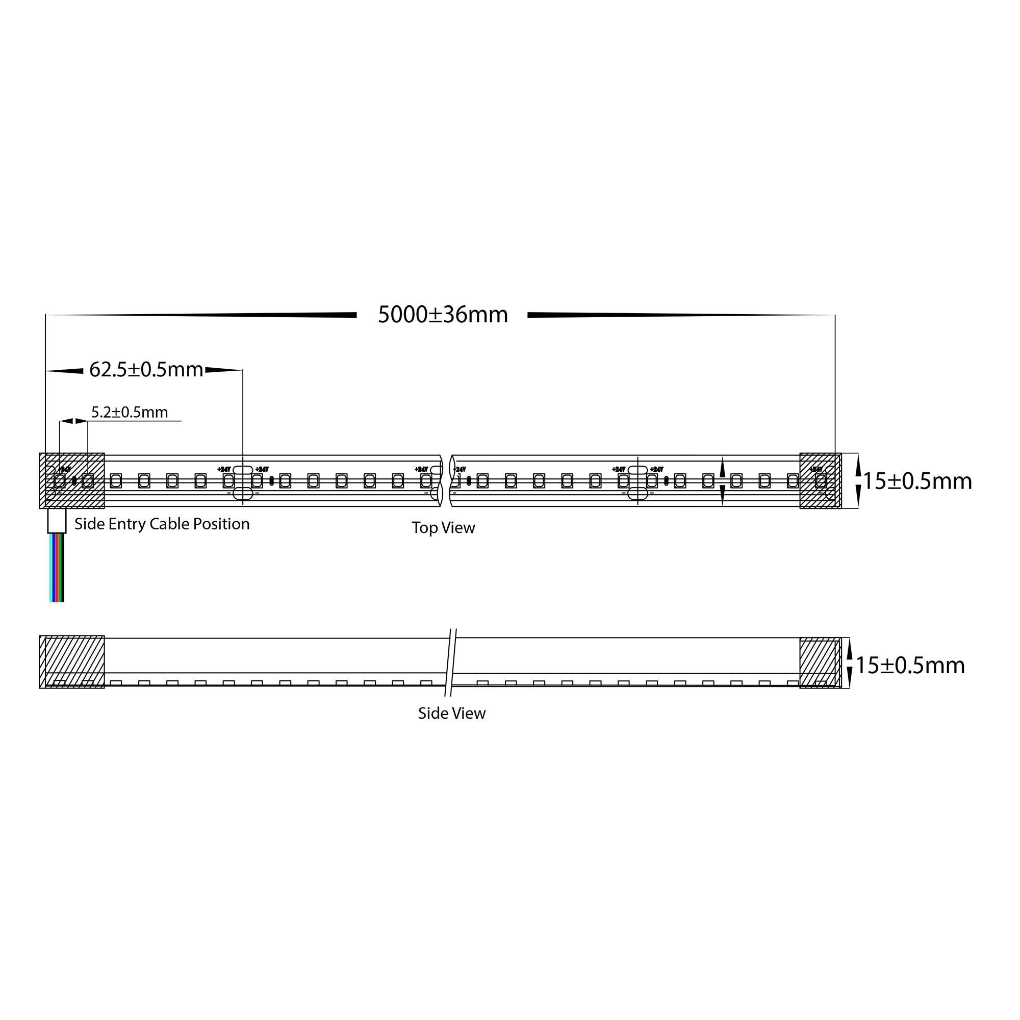 HV9796-IP67-200-RGBW - 14.4w IP67 24v DC Top Bend HaviFlex Flexible Neon LED Strip RGBW