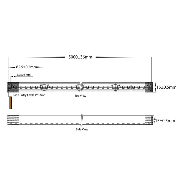 HV9796-IP67-200-RGBW - 14.4w IP67 24v DC Top Bend HaviFlex Flexible Neon LED Strip RGBW