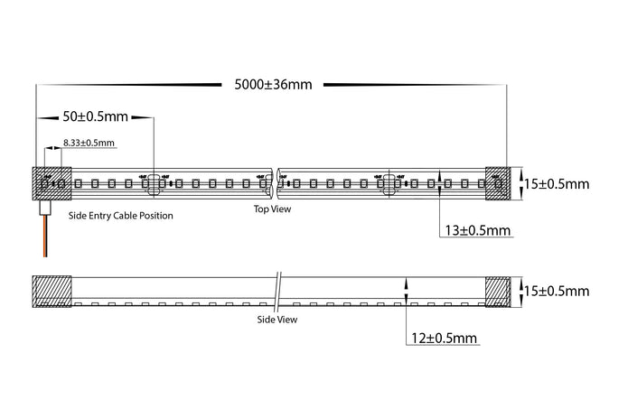 HV9796-IP67-200-3K - 14.4w IP67 24v DC Top Bend HaviFlex Flexible Neon LED Strip 3000k