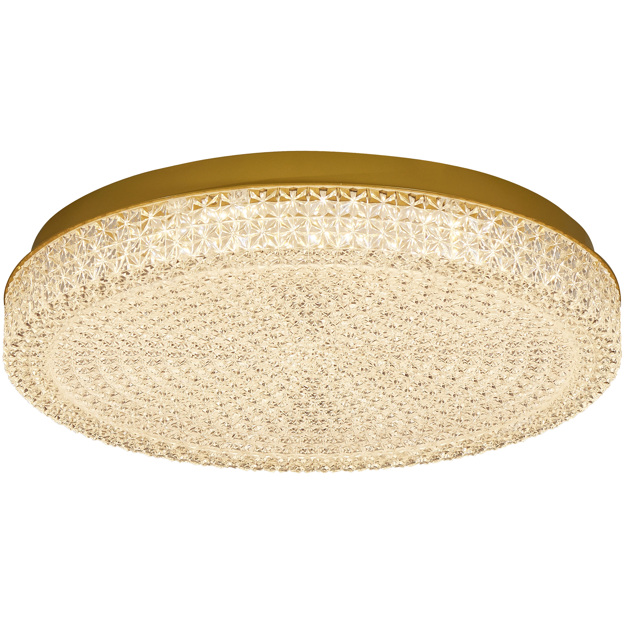 Ibis Crystalline Ø480 Round Acrylic CTC/Oyster 48W LED TRI Colour Non-dimmable Matt Gold IP20