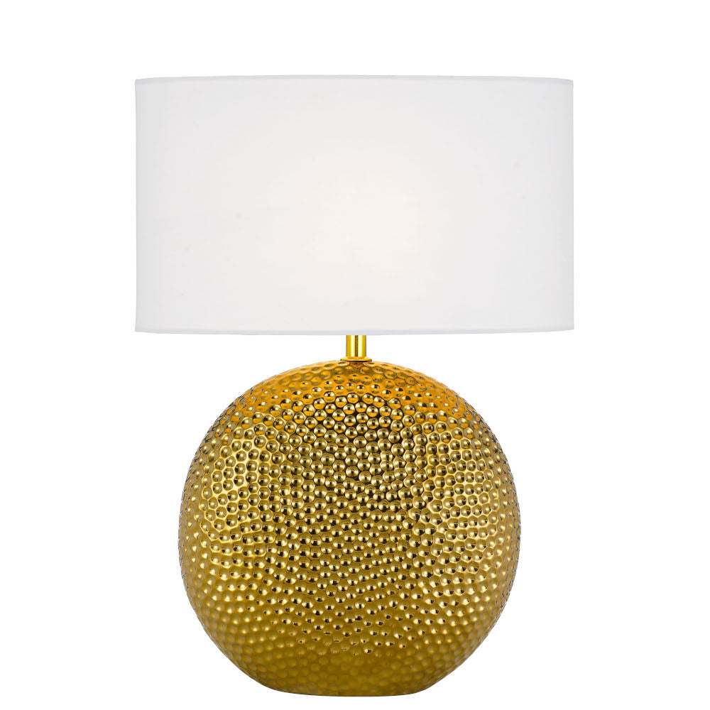 Icaria Silver or Gold Ceramic Table Lamp with White Fabric Shade