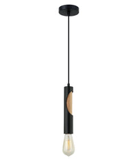 Thumbnail for IDA: Interior Iron & Blonde Wood Tube Pendant Lights
