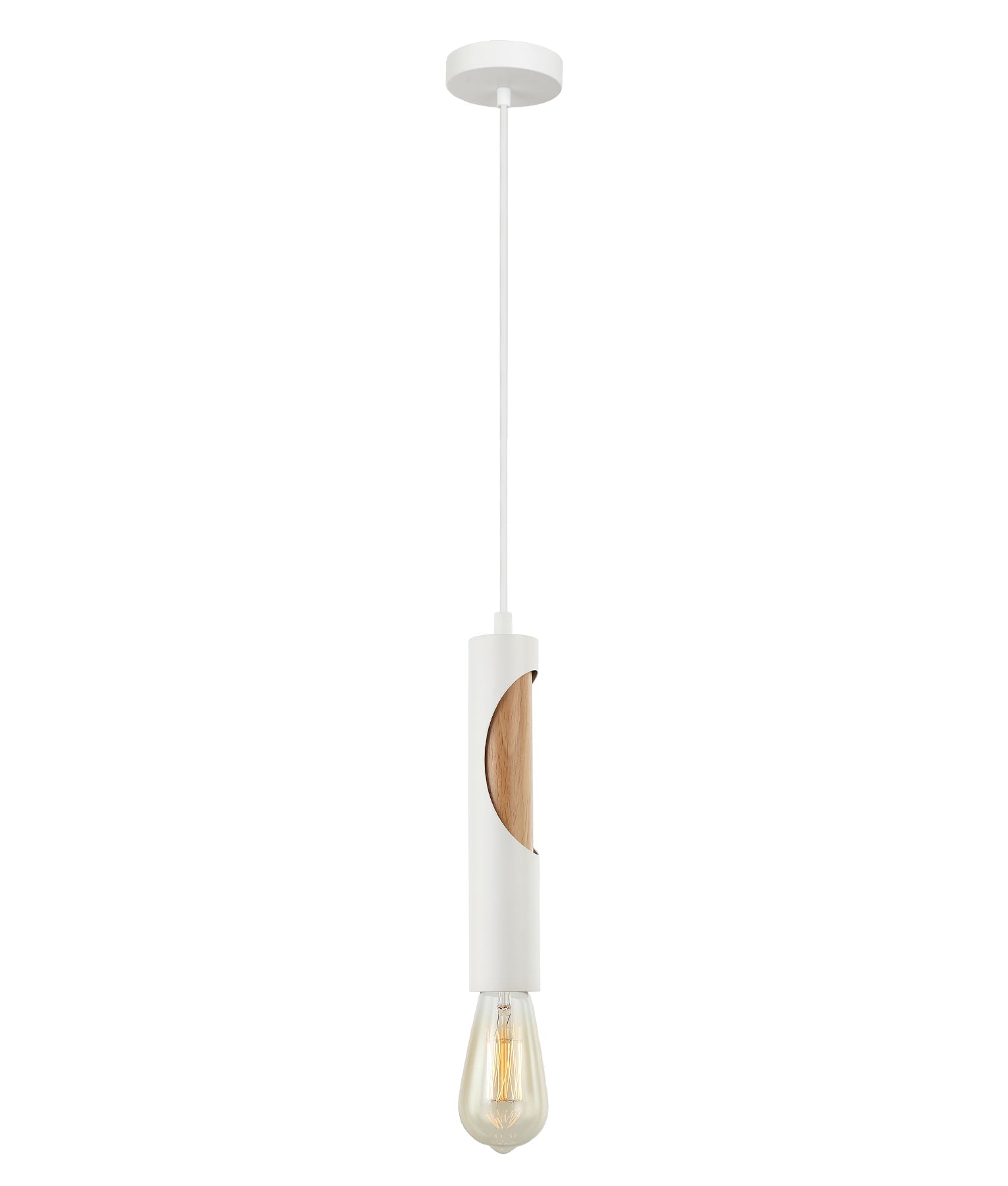 IDA: Interior Iron & Blonde Wood Tube Pendant Lights