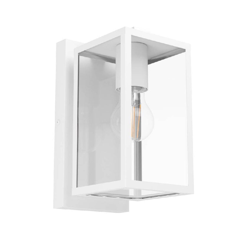 Budrone White & Clear Glass IP44 E27 Wall Light
