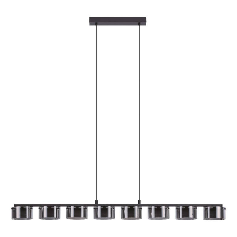 Copillos Black with Smoke Glass 8 x 5.8W 3000K Bar Pendant Light