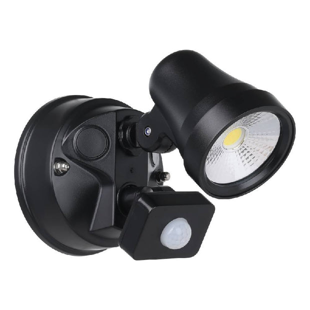 Coastguard Black 1 x 15W CCT IP65 Exterior Spot with Sensor