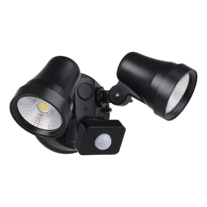 Coastguard Exterior Spot 2X15W LED Tri-Colour Black with Sensor