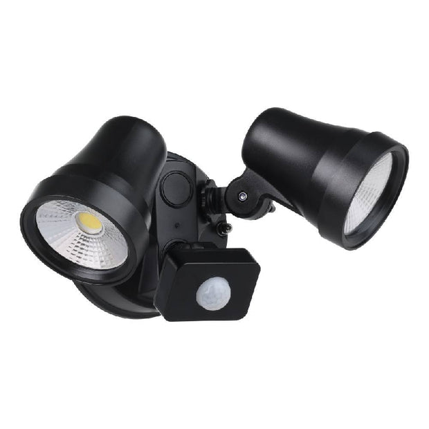 Coastguard Black 2 x 15W CCT IP65 Exterior Spot with Sensor