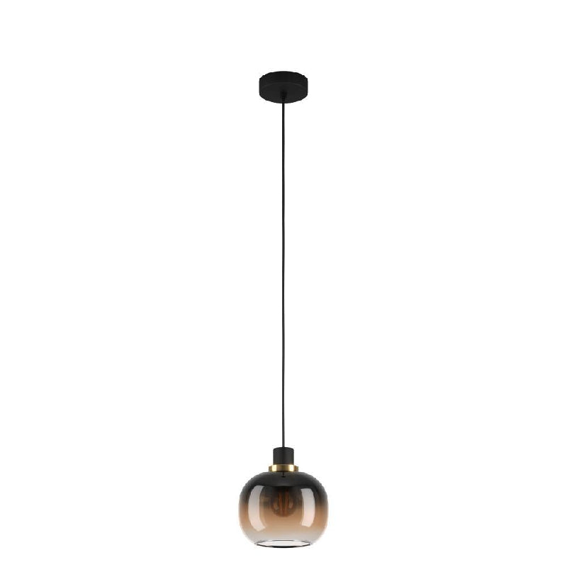 Oilella Black & Brass with Black-Brown-Transparent Glass E27 Pendant