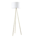 JAMBES: Drum Shade with Antique Brass Tripod Floor Lamps