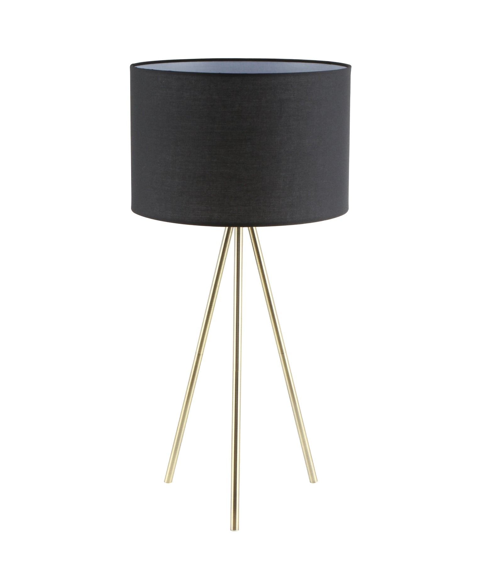 JAMBES: Drum Shade with Antique Brass Tripod Table Lamps