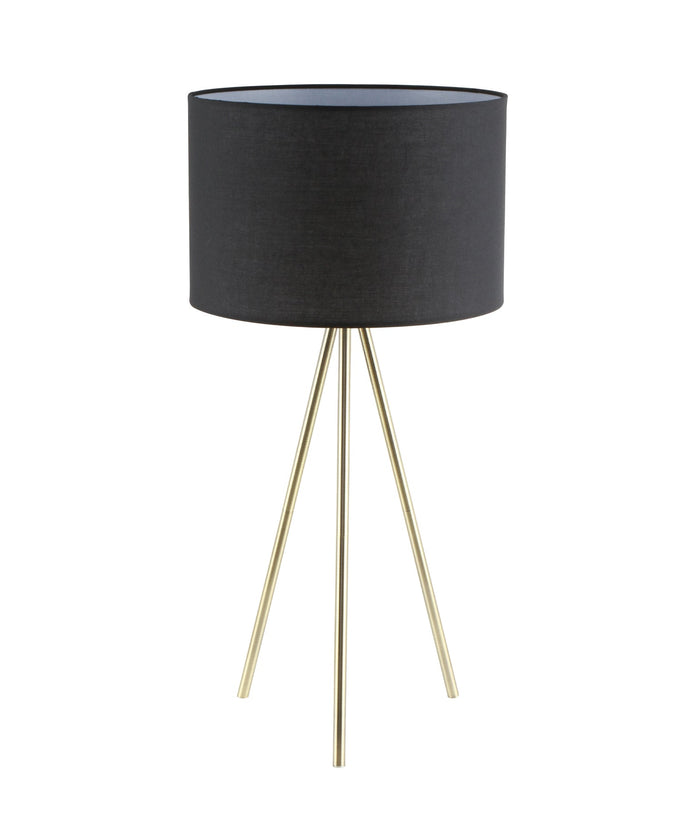 JAMBES: Drum Shade with Antique Brass Tripod Table Lamps