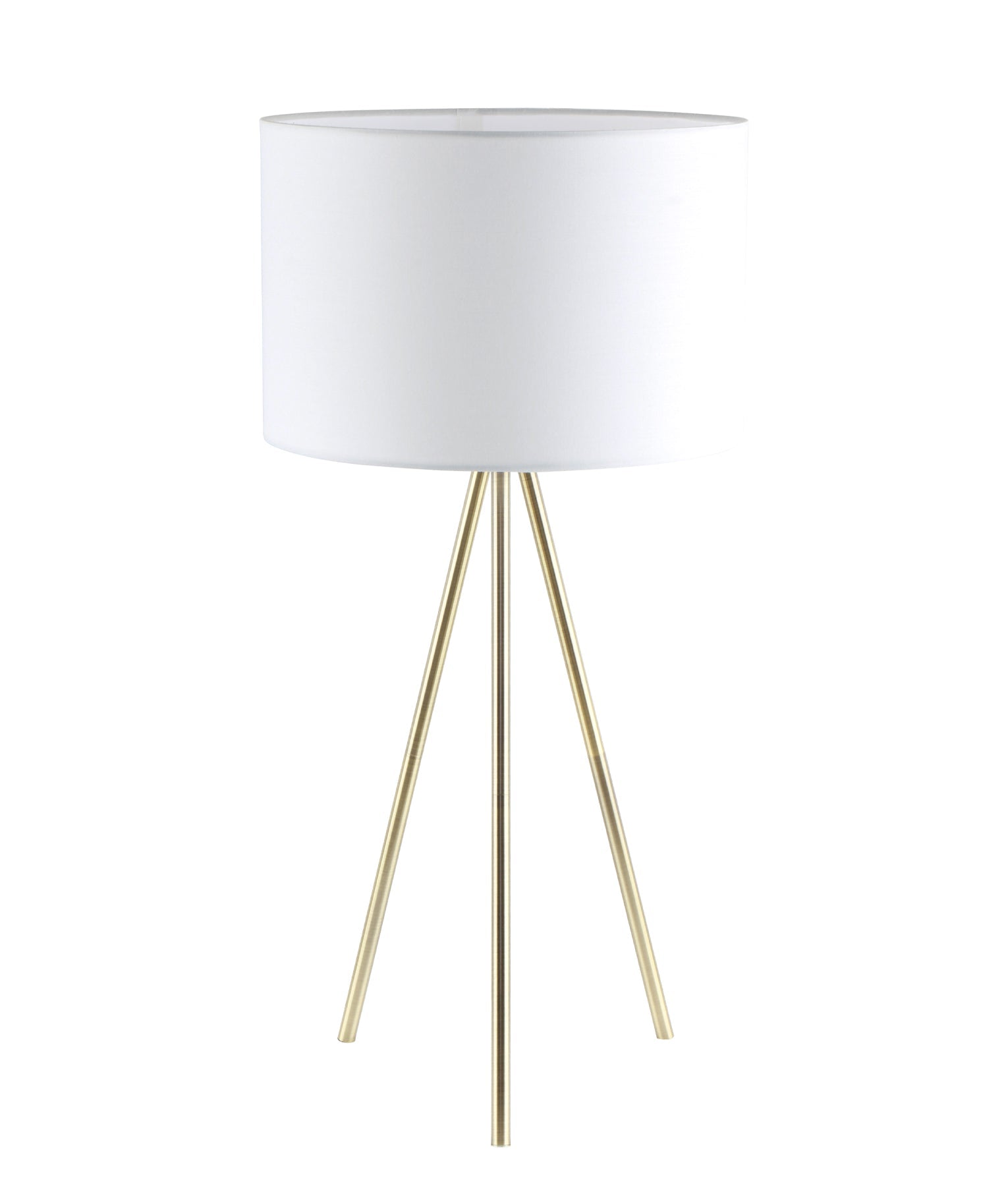 JAMBES: Drum Shade with Antique Brass Tripod Table Lamps