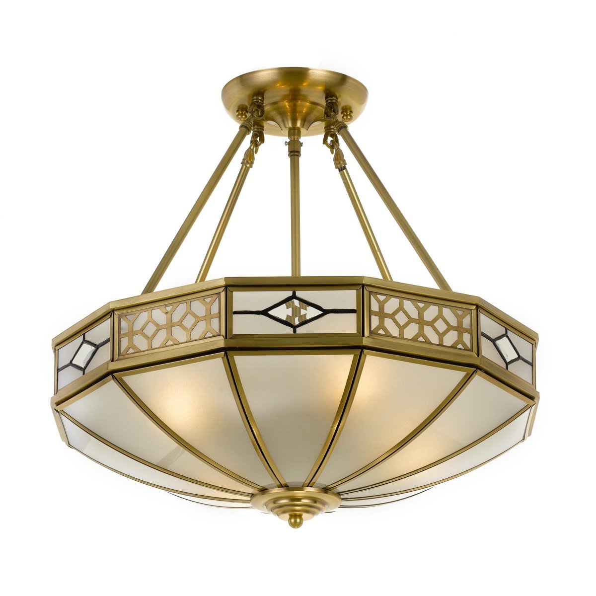 James 4 Light Antique Brass Semi Flush Mount Light