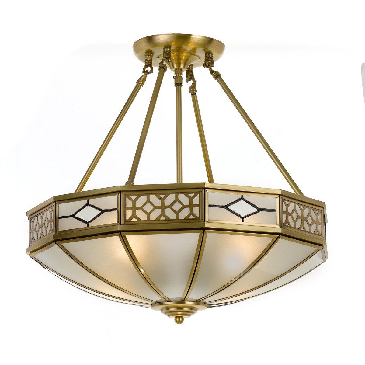 James 4 Light Antique Brass Semi Flush Mount Light