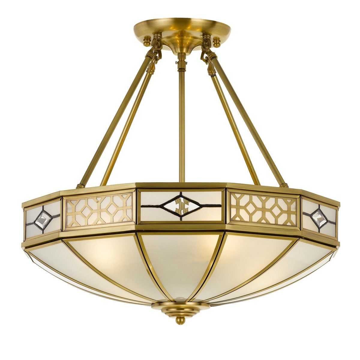 James 4 Light Antique Brass Semi Flush Mount Light