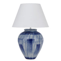 Thumbnail for Jamie Table Lamp in Blue & white with White Shade