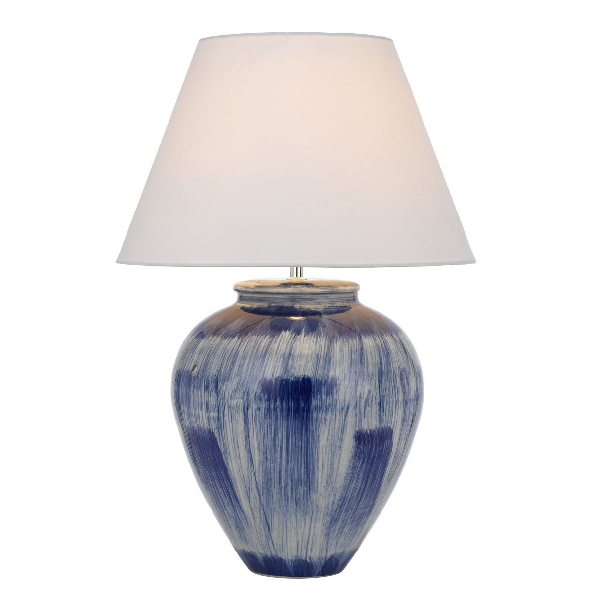 Jamie Table Lamp in Blue & white with White Shade