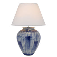 Thumbnail for Jamie Table Lamp in Blue & white with White Shade