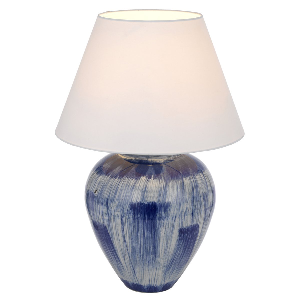 Jamie Table Lamp in Blue & white with White Shade