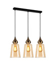 JEREZ: Bronze Amber/ Smokey Black Ellipse Glass Flat Top Pendant Lights