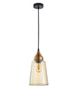 JEREZ: Modern Bronze Amber / Smokey Black Ellipse Glass Flat Top Pendant Lights