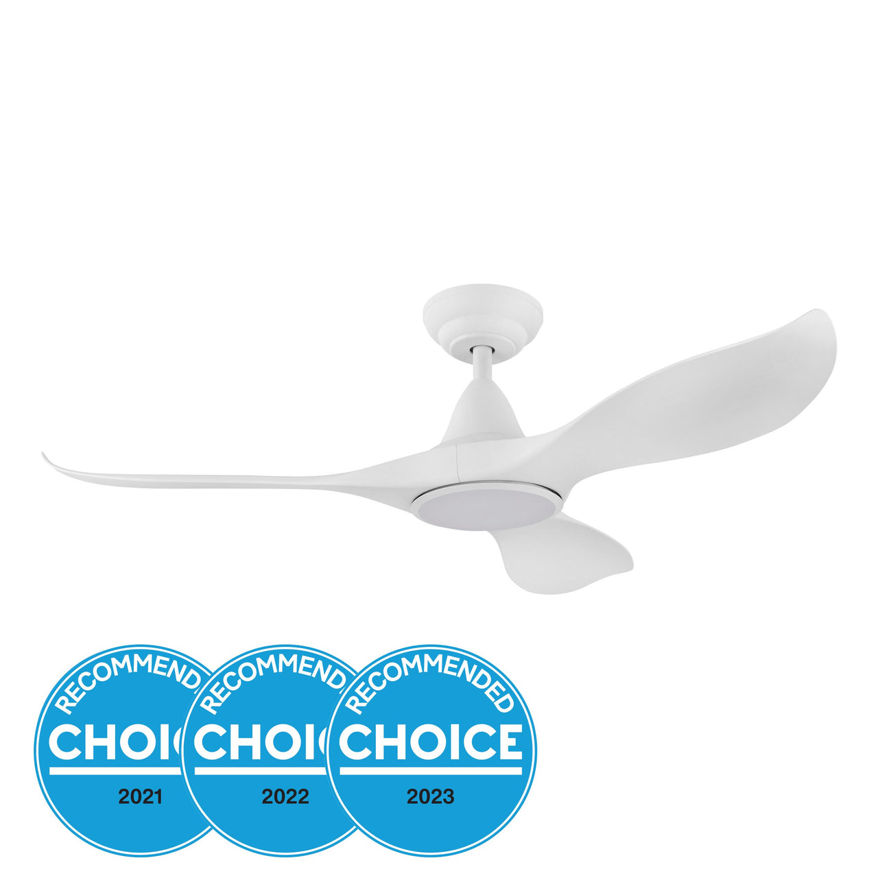 White Eglo Noosa 46" 3 Blade DC Indoor/Outdoor Ceiling Fan with 18W CCT Dimmable LED Light