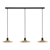 Thumbnail for MAYAZES PENDANT LIGHT 3X5W GU10 LED 3000K BLACK/NAT WOOD 