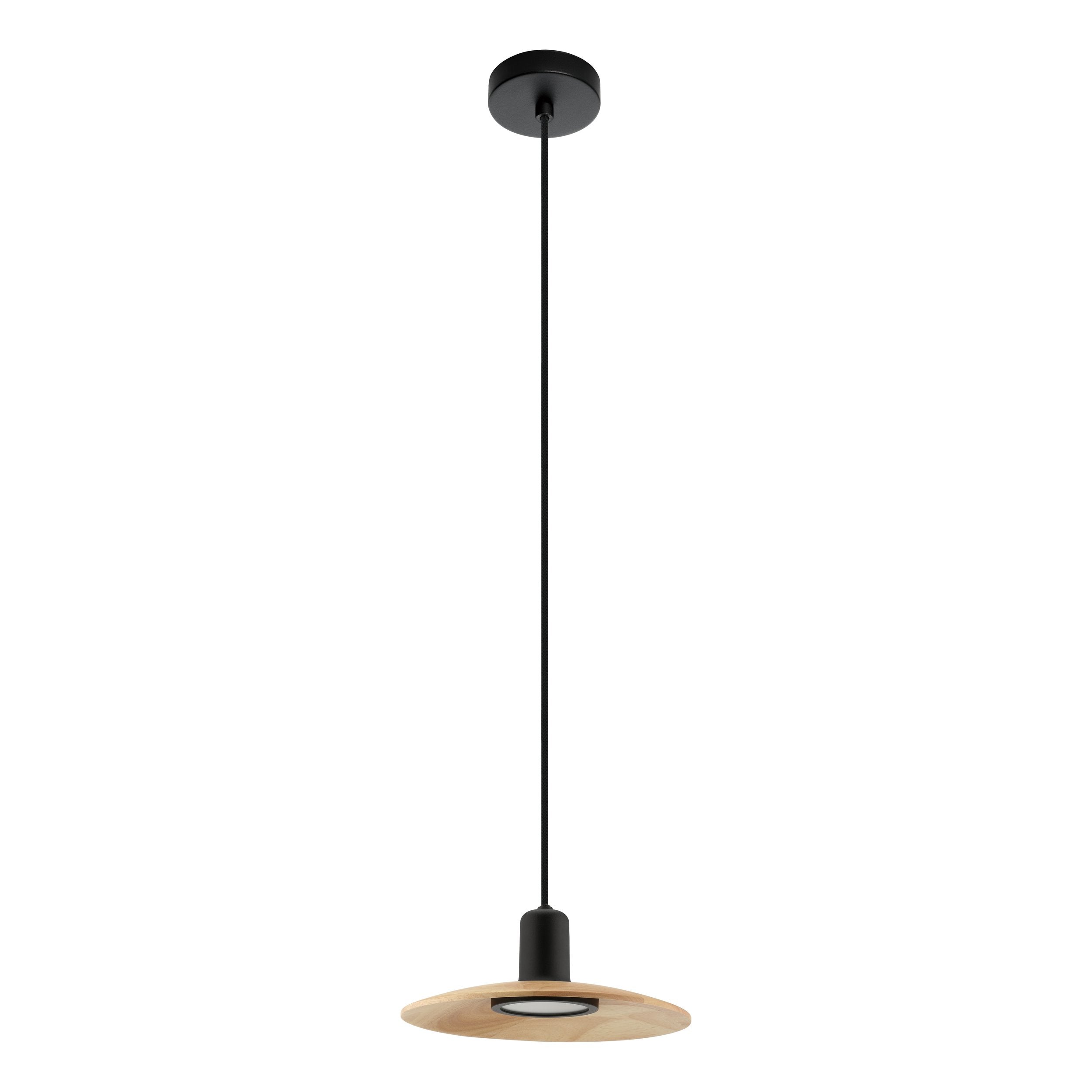 MAYAZES PENDANT LIGHT 1X5W GU10 LED 3000K BLACK/NAT WOOD 