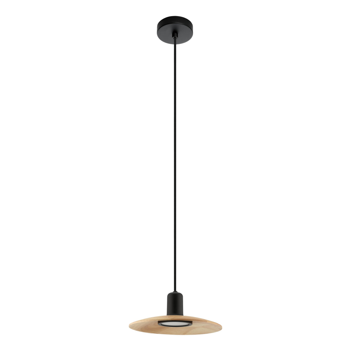 MAYAZES PENDANT LIGHT 1X5W GU10 LED 3000K BLACK/NAT WOOD 