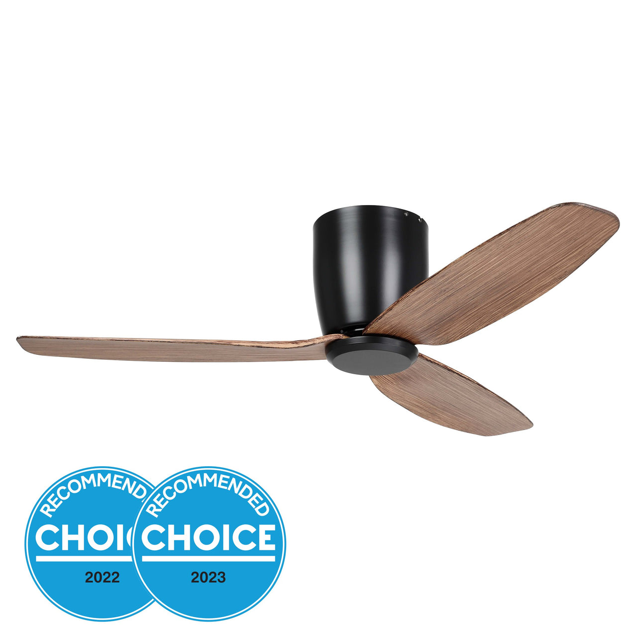 Seacliff 44" (1120mm) DC Ceiling Fan in Black with Light Walnut Blades