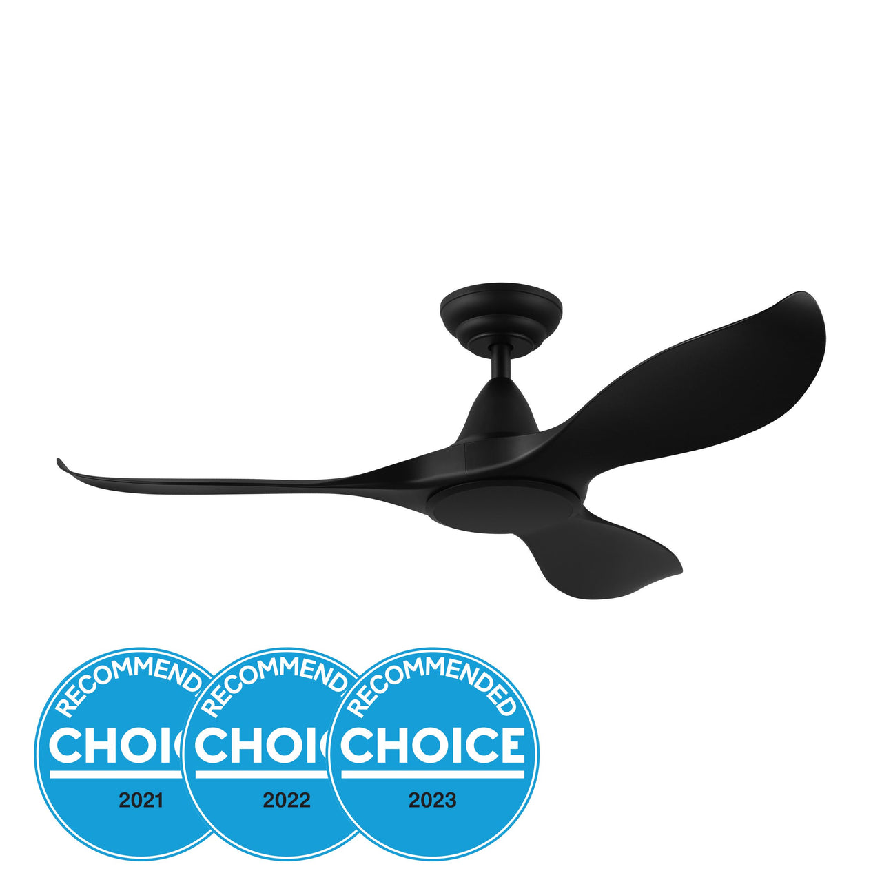 Black Eglo Noosa 46" 3 Blade DC Indoor/Outdoor Ceiling Fan with Remote Control