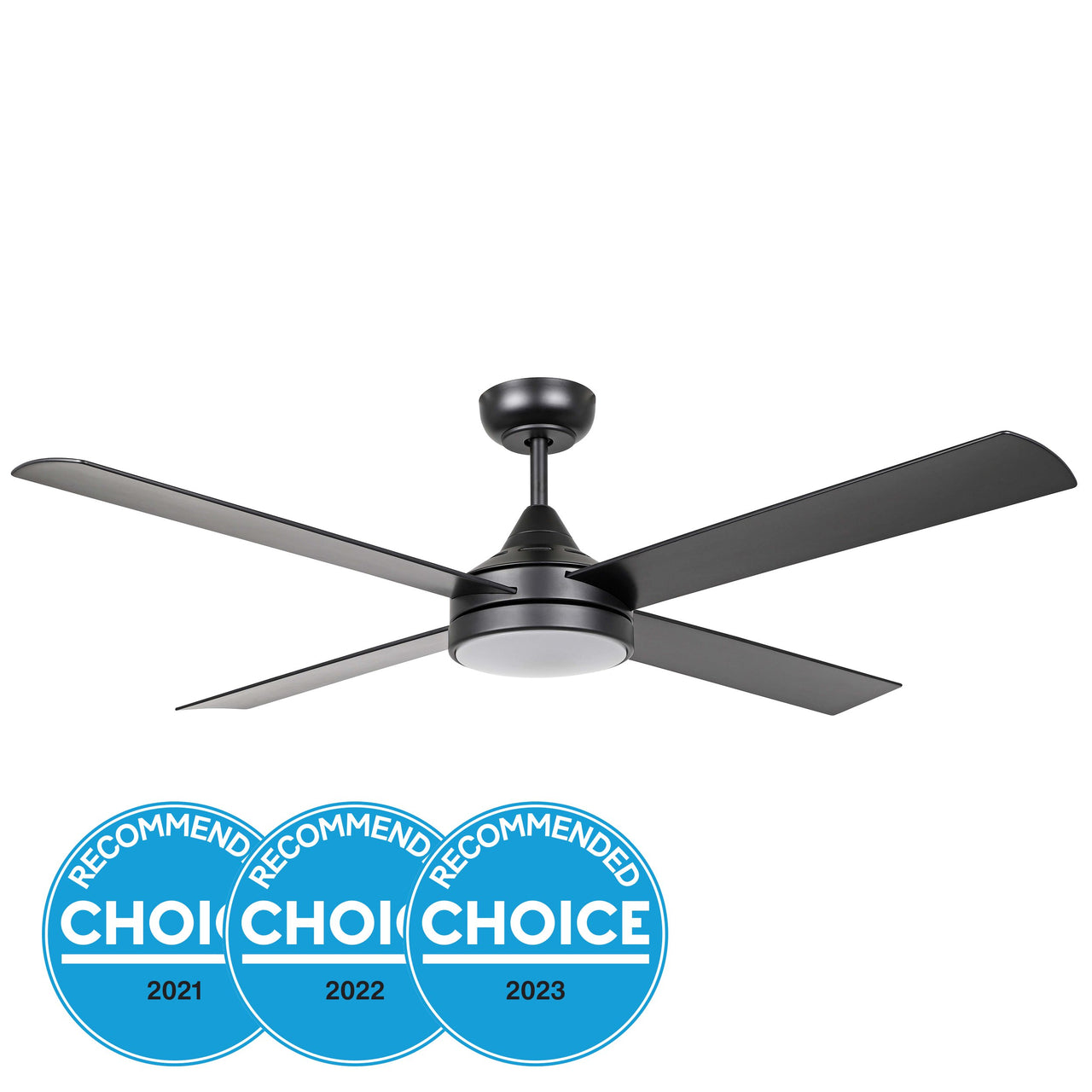 Stradbroke 52" (1320mm) DC Ceiling Fan with Tri-Colour LED Light in Matt Black