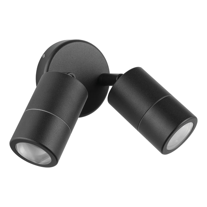 FREMANTLE EXTERIOR WALL LIGHT 2X5W LED TRI-COL BLACK ADJUSTABLE 