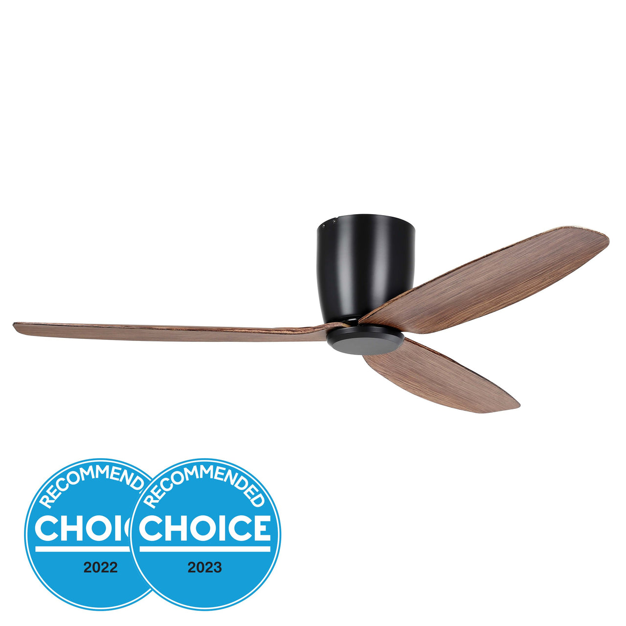 Seacliff 52" (1320mm) DC Ceiling Fan in Black with Light Walnut Blades