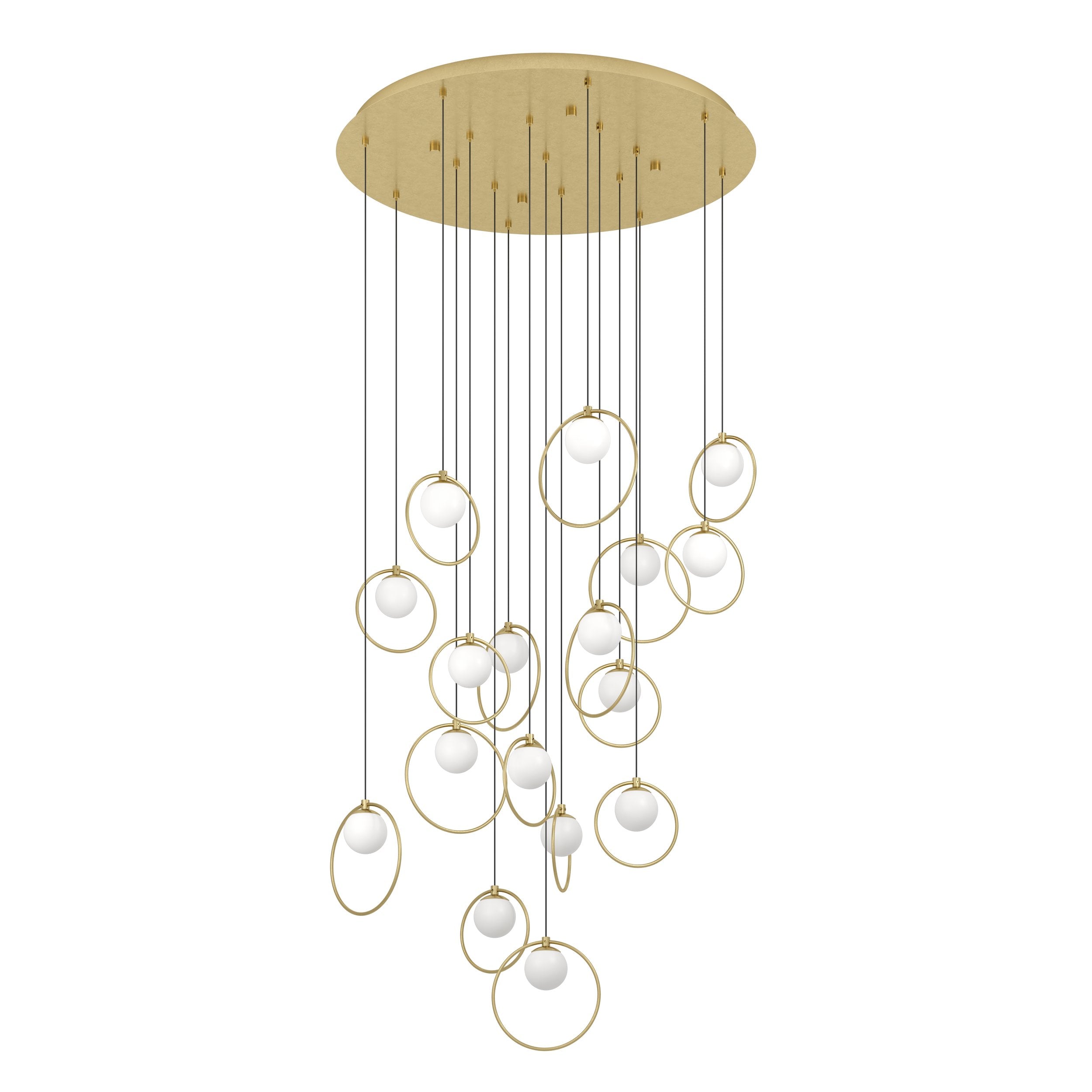 PORTOCOLOM PENDANT LIGHT 17X3W LED 3000K BRASS ROUND 