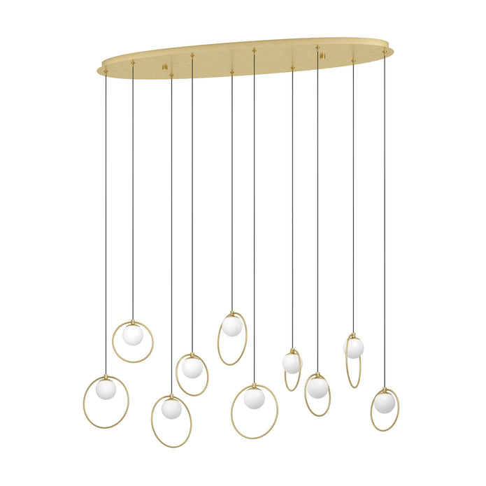 PORTOCOLOM PENDANT LIGHT 10X3W LED 3000K BRASS OBLONG 