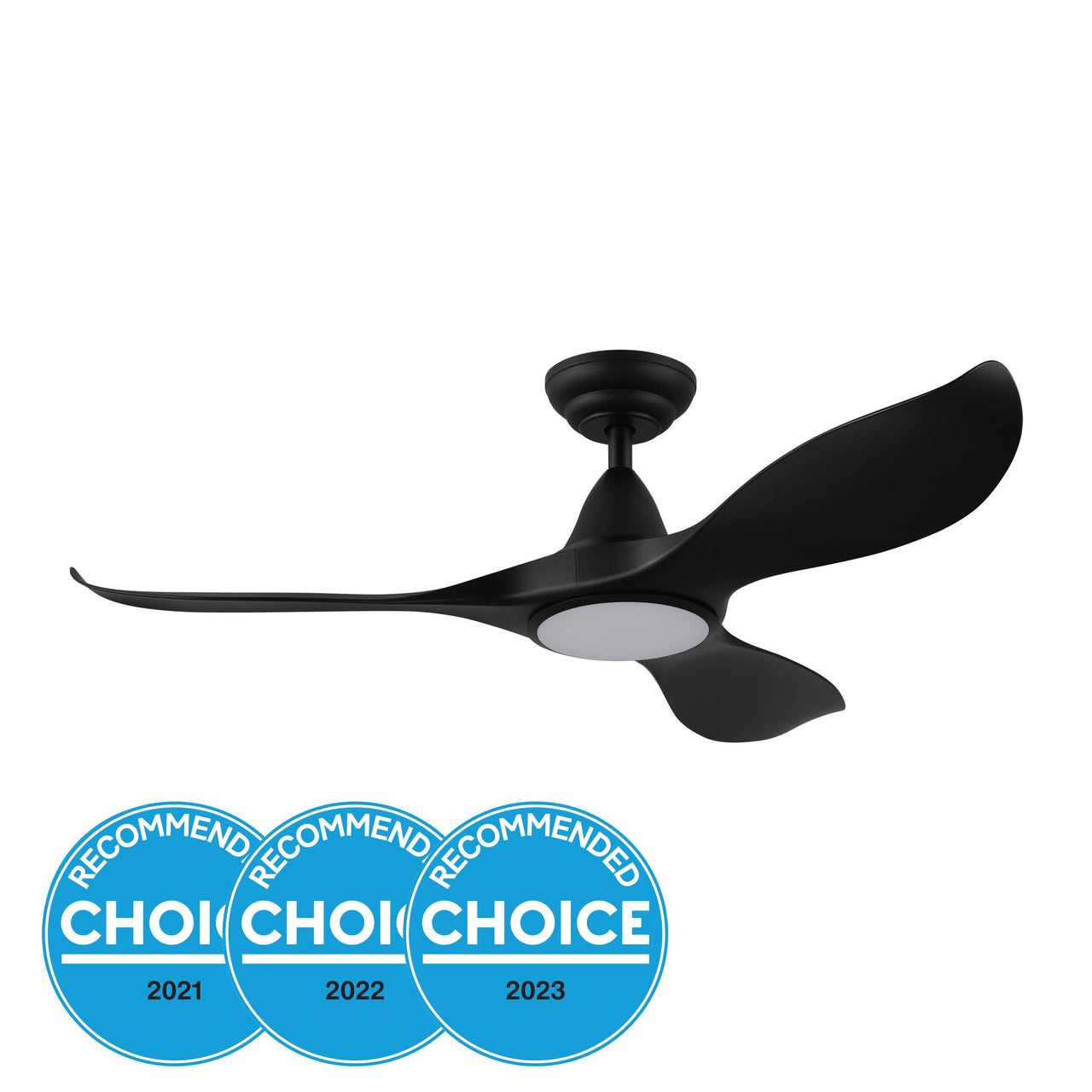 Black Eglo Noosa 46" 3 Blade DC Indoor/Outdoor Ceiling Fan with 18W CCT Dimmable LED Light